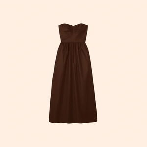 Reformation Chocolate Strapless Midi Dress
